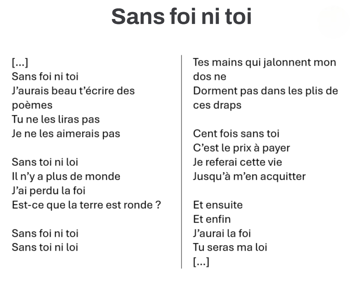 Sans foi ni toi